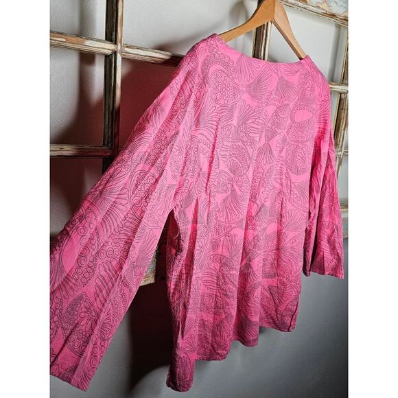 Icantoo Pink Lightweight Tunic with abstract doodle design size Large - Picture 3 of 10